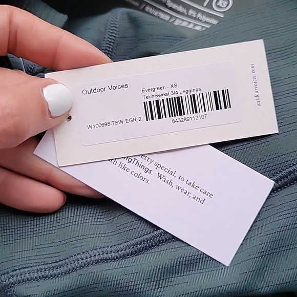 Outdoor Voices Size XS Evergreen TechSweat Core 3/4 Legging NWT - Picture 6 of 6